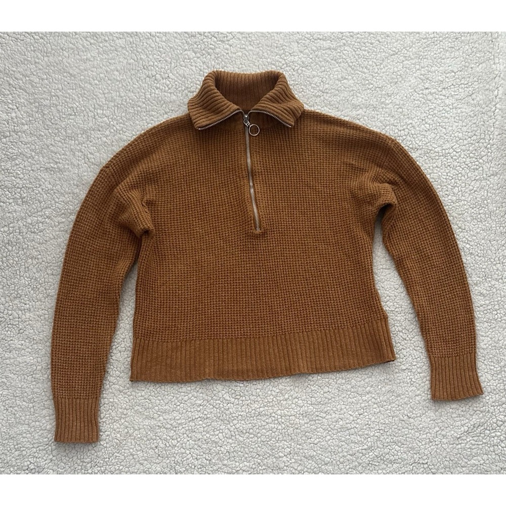 William Rast Sweater Womens XS Gold Brown Half Zip Ribbed Turtleneck Collar Y2K